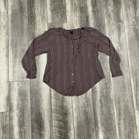 Torrid Purple Stripe Blouse - Picture 4 of 13